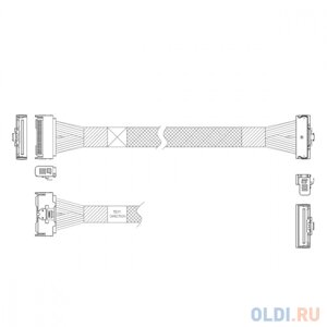 P7322GB00800-2 Cable MCIO x8 74P (прямой Straight Type) -TO- MCIO x8 74P (угловой Right Angle) , 85 Ohm, L:80cm (CMCMC)