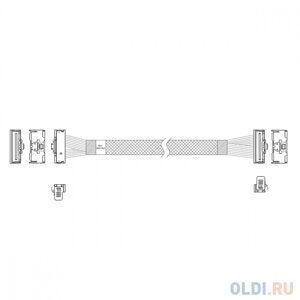 P7323GB00800-1 cable MCIO x8 74P (угловой right angle) -TO- MCIO x8 74P (угловой right angle) , 85 ohm, L:80cm (CMCMC)