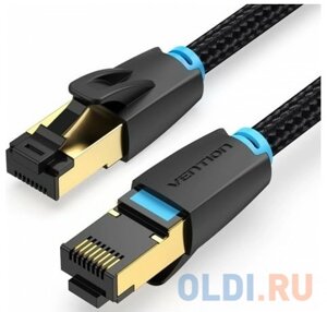 Патч-корд Vention прямой SFTP cat. 8 RJ45 - 2м. Черный Тканевая оплетка