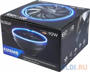 Pccooler E126MB кулер S775/115X/AM2/2+AM3/3+AM4/FM1/FM2/2+TDP 92W, вент-р 120мм с PWM, blue LED FAN, 1000-1800RPM, 26.5dba) retail color box {48}