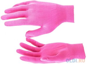 Перчатки нейлон, 13 класс, цвет розовая фуксия, L Россия