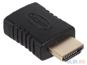 Переходник 3Cott 3C-HDMIM-HDMIF-AD206GP, с HDMI/M на HDMI/F, позолоченные коннекторы, черный