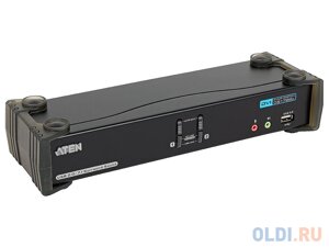 Переключатель KVM ATEN (CS1782A-AT-G) KVM+audio+USB 2.0, 1 user USB+DVI = 2 cpu USB+DVI, со шнурами USB 2х1.8м., 2560x1600 60hz DVI-D dual link/