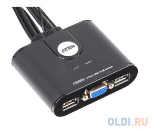 Переключатель KVM ATEN USB+VGA = 2 cpu USB+VGA, 2048x1536, настол., исп. стандарт. шнуры, без OSD (CS22U-A7|