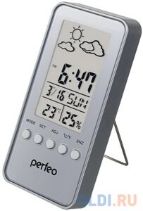 Perfeo Часы-метеостанция Window, серебряный, PF-S002A) время, температура, влажность, дата