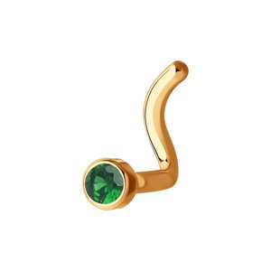 Пирсинг в нос SOKOLOV из золота с зелёным фианитом