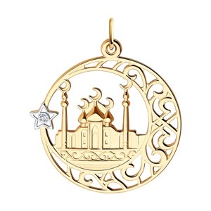 Подвеска мусульманская SOKOLOV из золота с фианитом