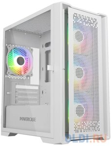 Powercase ByteFlow Micro White, Tempered Glass, 4х 120mm ARGB fans, ARGB HUB, белый, mATX (CAMBFW-A4)