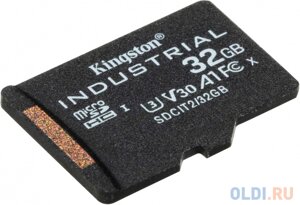 Промышленная карта памяти microSDHC Kingston, 32 Гб Class 10 UHS-I U3 V30 A1 TLC в режиме pSLC, темп. режим от -40? до +85?с адаптером