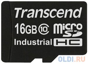 Промышленная карта памяти microSDHC Transcend 10I, 16 Гб Class 10 MLC, темп. режим от -40? до +85? без адаптера
