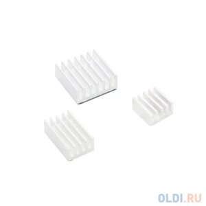 RA536 Набор радиаторов ACD White 3 in 1 Heat Sink Set Aluminum (15x10x5мм, 14x14x6мм и 8.8x8.8x5мм) for Raspberry Pi 4B комплект из 3шт