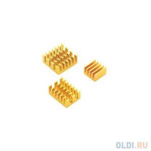 RA539 Набор радиаторов ACD Gold 3 in 1 Heat Sink Set Aluminum (15x10x5мм, 14x14x6мм и 8.8x8.8x5мм) for Raspberry Pi 4B комплект из 3шт