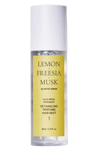 Разглаживающий парфюмированный спрей для волос "Лимон, фрезия, мускус"80ml) Rated Green