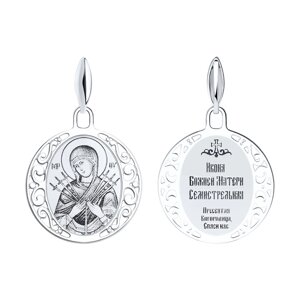 Серебряная иконка «Икона Божьей Матери Семистрельная» SOKOLOV