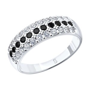 Серебряное кольцо с черными фианитами SOKOLOV