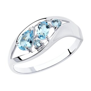Серебряное кольцо с голубыми топазами SOKOLOV