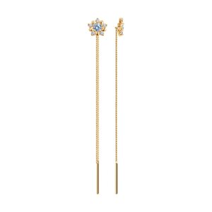 Серьги-цепочки SOKOLOV из золота с голубыми фианитами