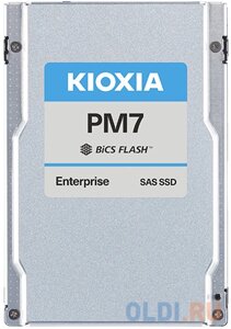 Серверный твердотельный накопитель/ kioxia SSD PM7-R, 7680GB, 2.5 15mm, SAS 24G, TLC, R/W 4200/4100 MB/s, iops 720K/175K, TBW 14016, DWPD 1 (12