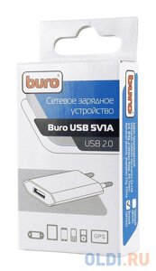 Сетевое зарядное устройство Buro TJ-164w, USB, 5Вт, 1A, белый