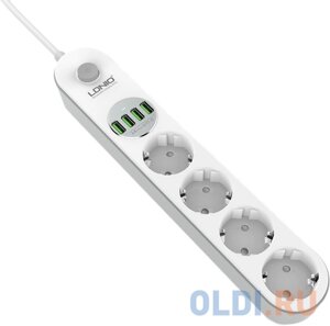 Сетевой фильтр LDNIO SE4432 4 розетки 4xUSB 2 м