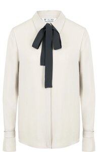 Шелковая блузка с контрастным бантом Loro Piana