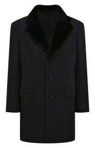 Шерстяное пальто с меховой отделкой Brioni
