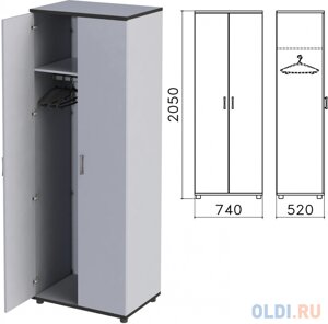 Шкаф для одежды Монолит, 740х520х2050 мм, цвет серый, ШМ50.11