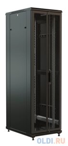 Шкаф коммутационный WRline (WR-TT-2266-DD-RAL9004) напольный 22U 600x600мм пер. дв. перфор. 2ств. задн. дв. перфор. 2-хст. 2 бок. пан. 800кг черный 510мм 116