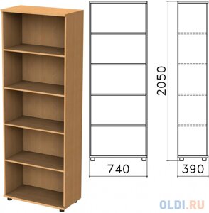 Шкаф (стеллаж) Монолит, 740х390х2050 мм, 4 полки, цвет бук бавария, ШМ44.1