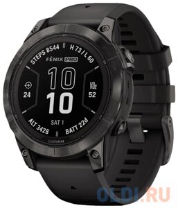 Смарт-часы Garmin Fenix 7 Pro Sapphire Solar титановый угольно-серый DLC, черный ремешок 47мм