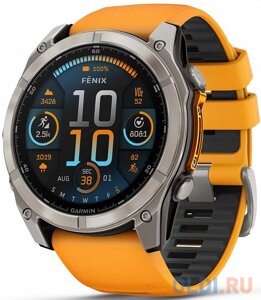 Смарт-часы Garmin Fenix 8 AMOLED Sapphire титановый серый, оранжевый 51мм