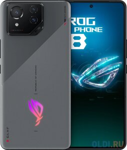 Смартфон Asus AI2401_A ROG Phone 8 256Gb 12Gb серый моноблок 3G 4G 2Sim 6.78 1080x2400 Android 14 50Mpix 802.11 a/b/g/n/ac/ax/be NFC GPS GSM900/