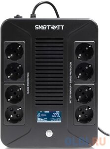 SMARTWATT линейно-интерактивный, 1000/600 ВА/Вт, напольный/настенный, LCD дисплей, Shuko CEE7/4 - 8 шт. (4 шт. с резервным питанием, 4 шт. сетевой ф