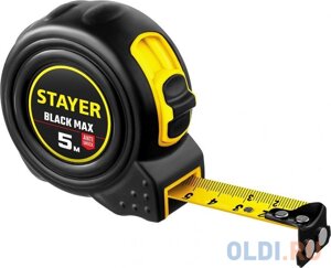 STAYER BlackMax, 5 м х 25 мм, рулетка с двумя фиксаторами, Professional (3410-05-25)