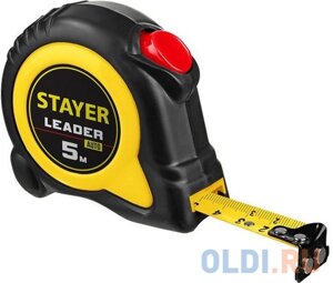 STAYER Leader, 5 м х 19 мм, рулетка с автостопом, Professional (3402-05-19)