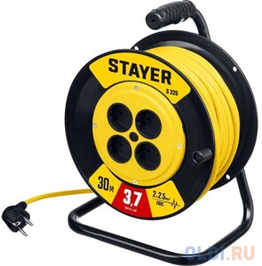 STAYER S-225, ПВС, 2 х 2.5 мм2, 30 м, 3750 Вт, силовой удлинитель на катушке (55070-30)