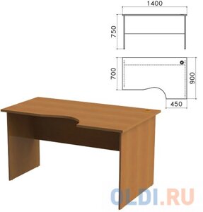 Стол письменный эргономичный Монолит, 1400х900х750 мм, правый, цвет орех гварнери, СМ4.3