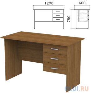 Стол письменный Канц, 1200х600х750 мм, тумба 3 ящика, цвет орех пирамидальный, СК27.9