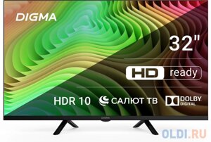 Телевизор LED digma 32 DM-LED32SBB34 салют тв frameless metal черный HD 60hz DVB-T DVB-T2 DVB-C DVB-S DVB-S2 USB wifi smart TV