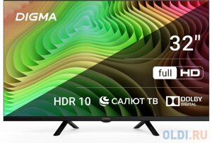 Телевизор LED digma 32 DM-LED32SBB36 салют тв frameless metal черный FULL HD 60hz DVB-T DVB-T2 DVB-C DVB-S DVB-S2 USB wifi smart TV