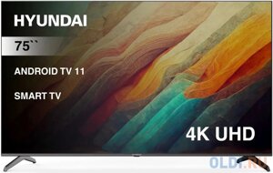 Телевизор LED hyundai 75 H-LED75BU7006 android TV frameless черный 4K ultra HD 60hz DVB-T DVB-T2 DVB-C DVB-S DVB-S2 USB wifi smart TV