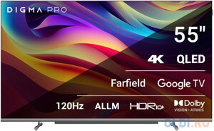 Телевизор QLED digma pro 55 QLED 55L google TV frameless черный/серебристый 4K ultra HD 120hz HSR DVB-T DVB-T2 DVB-C DVB-S DVB-S2 USB wifi smart