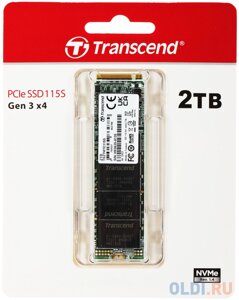 Твердотельный накопитель SSD M. 2 transcend 2.0tb MTE115S TS2tmte115S (PCI-E 3.0 x4, up to 3200/1900mbs, 3D NAND, 800TBW, nvme 1.3, 22х80mm)