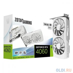 Видеокарта zotac RTX4060 8GB TWIN EDGE OC WHITE ED GDDR6 128bit 3xdp HDMI 2FAN lite pack