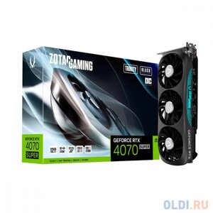 Видеокарта zotac RTX4070 SUPER trinity ос BLACK ED 12GB GDDR6x 192bit 3xdp HDMI 3FAN premium pack