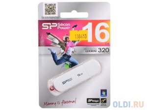 Внешний накопитель 16GB USB Drive USB 2.0 Silicon Power LuxMini 320 White (SP016GBUF2320V1W)
