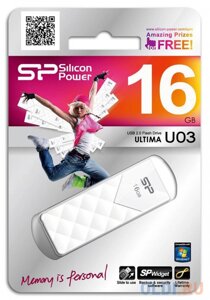 Внешний накопитель 16GB USB Drive USB 2.0 Silicon Power Ultima U3 White (SP016GBUF2U03V1W)