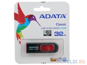 Внешний накопитель 32GB USB Drive ADATA USB 2.0 C008 черно-красная выдвижная AC008-32G-RKD