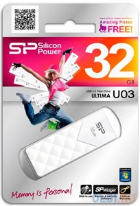 Внешний накопитель 32GB USB Drive USB 2.0 Silicon Power Ultima U3 White (SP032GBUF2U03V1W)