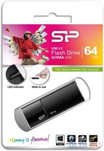 Внешний накопитель 64GB USB Drive USB 2.0 Silicon Power Ultima U05 SP064GBUF2U05V1K black